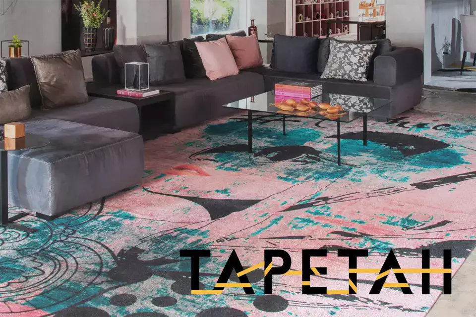 Colorful rug offered by a rug company