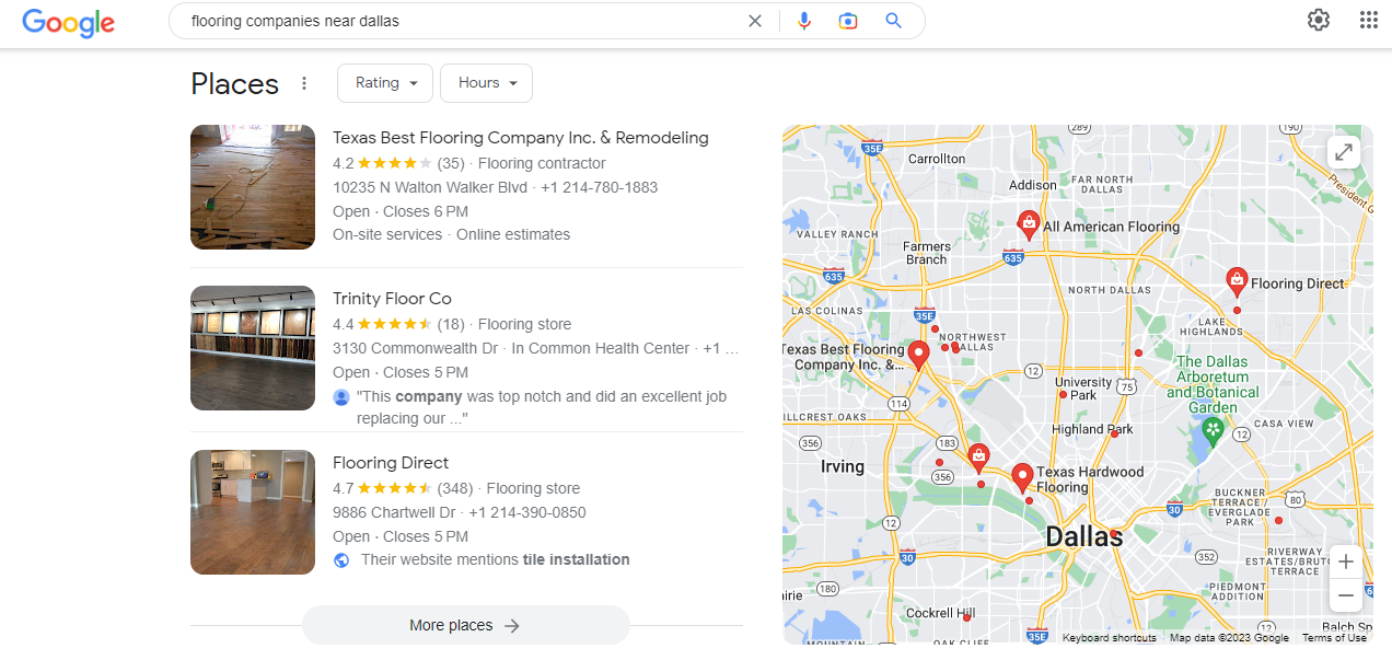 Flooring business locations.
