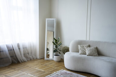 Interior design idea with wood flooring